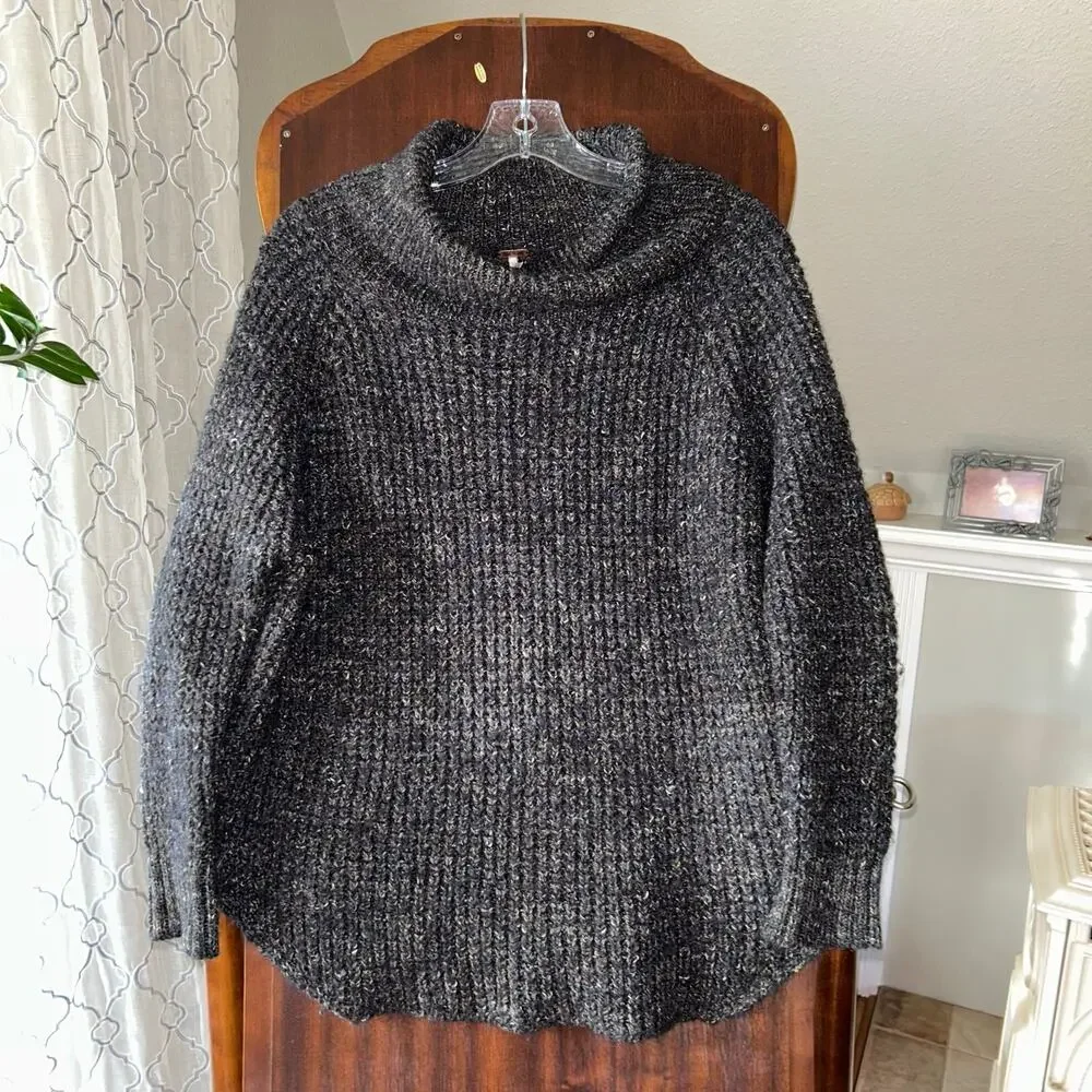 Free People Women's Dylan Tweedy Square Knit Turtleneck Sweater size small